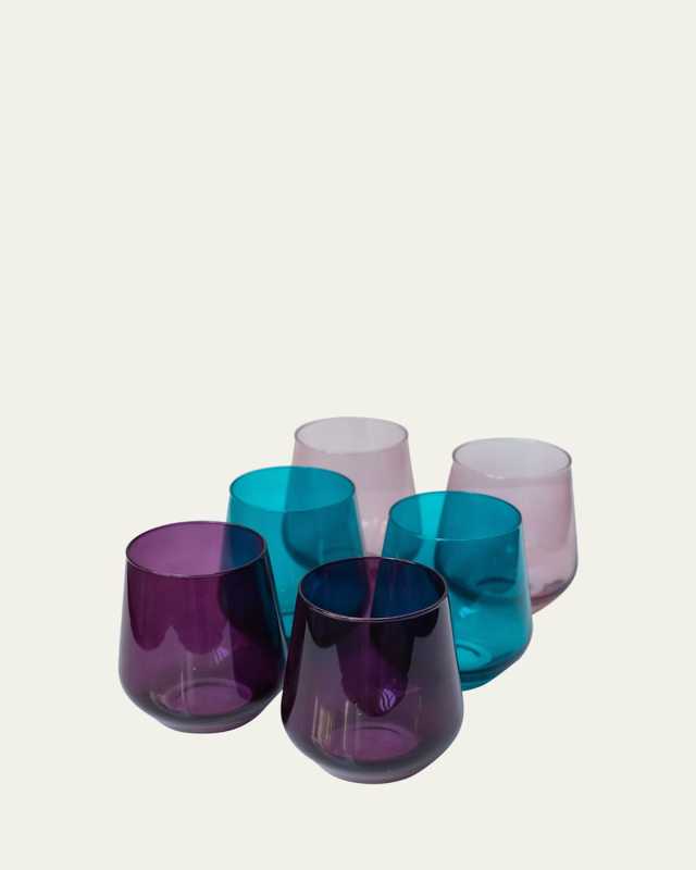 Fall Mixed Stemless Wine Glasses, Set of 6